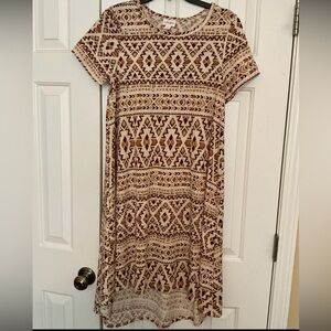 NWOT Pretty Brown/Cream Aztec Pattern Hi-low Dress